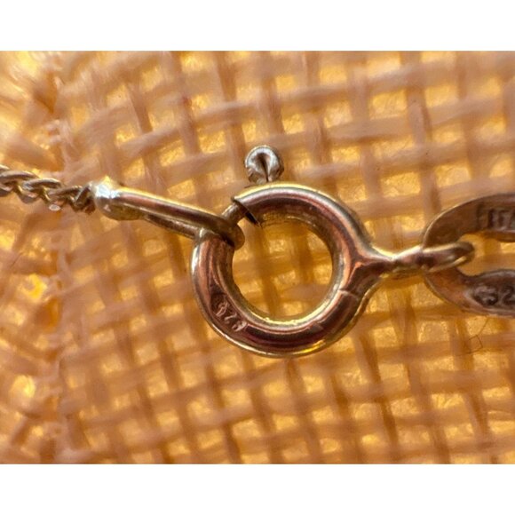 Sterling Silver Necklace & Larimar Pendand Teardrop Gemstone 18" Chain Italy - Picture 7 of 10